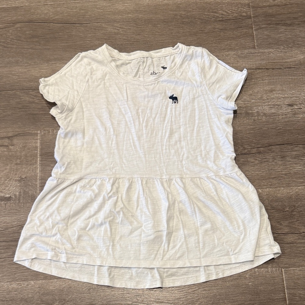 Abercrombie & Fitch White Short Sleeve Peplum Tee